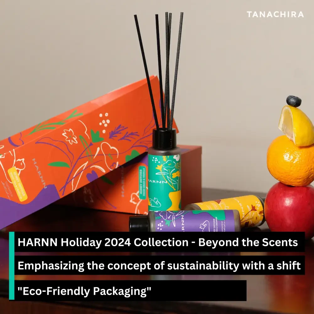 HARNN Holiday 2024 Collection - Beyond the Scents Emphasizing the concept of sustainability with a shift to "Eco-Friendly Packaging".